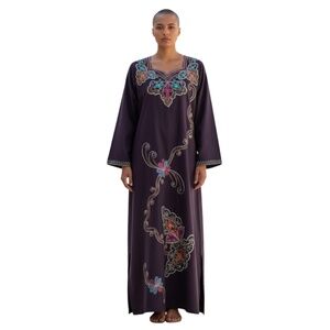 NWOT Bhanu made in India Embroidered Kaftan‎ Women's Multi Dress, Size Small